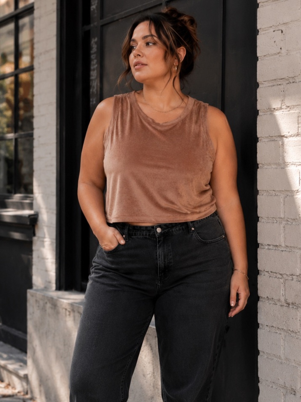 Skims Crop Tank Top Brown Plus Size 3X Comfy Lounge Wear - Kim Kardashian